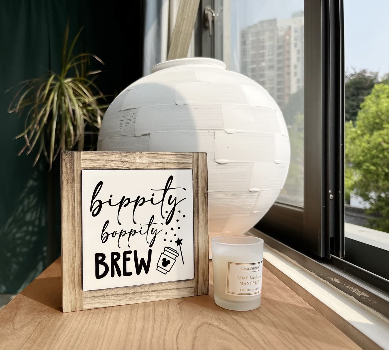 XJCUG Bippity Boppity Wood Plaque, Rustic Coffee Table Sign, Kitchen Home Decor, Tabletop Decor, Coffee Lover Gift, Disney Lover